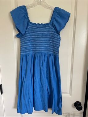 Crewcuts Royal Blue Smocked Flutter-Sleeve Dress